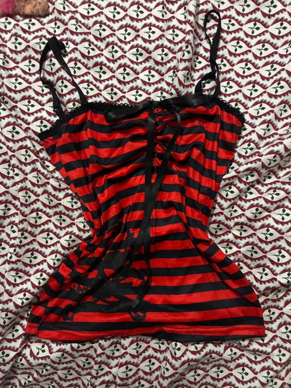 Red and Black Striped Cami Tank Top